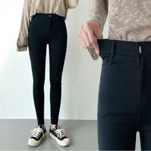 여성 기본 블랙 스키니진 데님 청바지 피치기모 겨울