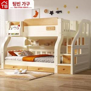 JINI 원목 어린이 성인용 이층침대 상하형 침대 프레임 실용적 수납침대