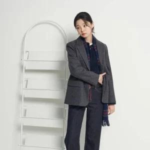 빈폴 레이디스 스몰체크 세미오버핏 재킷 - 그레이 BF5911C083 국내매장판 1592679