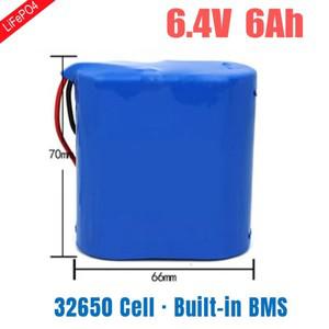 6.4V LiFePO4 배터리 호환용 팩 6Ah 형 BMS 32650 셀 리튬 인산철 태양광 가로등용