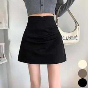 A라인 속바지내장 셔링 여자 하이웨이스트 미니스커트