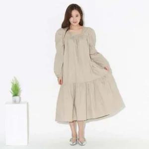 오버핏 인기 벌룬 롱원피스 봄원피스 감성 면원피스