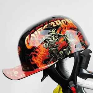 바이크 오토바이 반모헬맷 투명 내부 렌즈 레트로 복고풍 엔틱 하프 페이스 헬멧 - 할리 전동 스쿠터용 빈