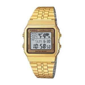 카시오 A500WGA-9D 빈티지 월드타임 골드 남성 전자 메탈 시계