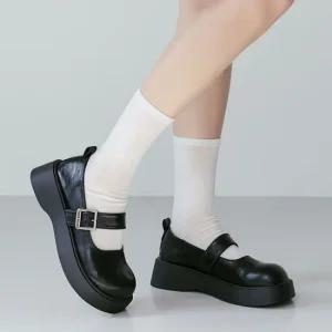 에스유니 라운드토 스트랩 메리제인 데일리 여성 통굽 로퍼 6cm