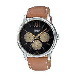 카시오 MTP-E312L-5B 남성용 아날로그 가죽 손목 시계