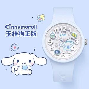 Sanrio 새로운 Cinnamoroll 다목적 포인터 시계 소녀 높은 외관 만화 방수 빛나는 어린이 학생 생일 선물