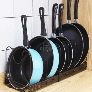 미호몰 길이조절 6칸 프라이팬정리대 싱크대냄비정리 후라이팬정리대 냄비뚜껑정리