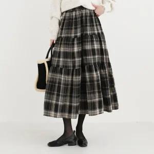 로흐 피치 체크 캉캉 롱 스커트_BDSS205