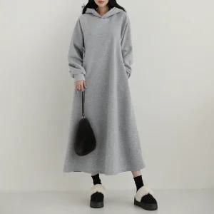 몬테 기모 나그랑 플레어 후드 롱 원피스_BDOP116