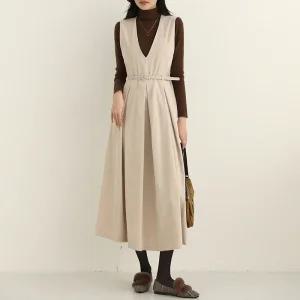 즈미 V넥 코듀로이 벨트set 조끼 원피스_BDOP109