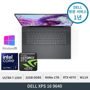 델 XPS 16 9640 WP05KR Ultra7 155H RTX 4070 32GB 1TB OLED WQUXGA 터치 W11H