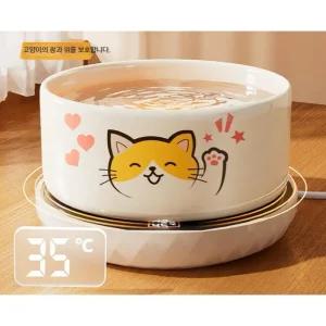 반려동물 세라믹 온수 항온 유지 겨울용 고양이 강아지 물그릇 온도 조절 전기 발열기능