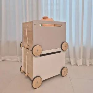 [키앤비] 우든 이동식 장난감 정리함 2개 세트