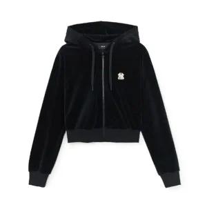 바람막이 PQJ 3FTRB0746-50BKS 여성 베이직 벨벳 크롭 후드집업 뉴욕양키스