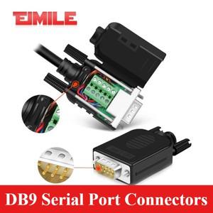 DB9 RS232 시리얼 포트 커넥터 D-SUB 9핀 암수 플러그 COM RS485 브레이크아웃 터미널 24AWG 와이어 무납땜