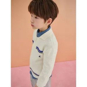 [백화점 정품] FW25 빈폴 키즈 플레인형 자카드 T칼라 가디건 카디건 아이보리 (BI515AU020)