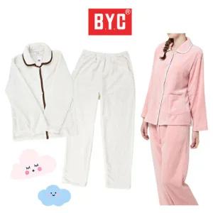 BYC 엠보밍크 홈웨어 여성잠옷세트 겨울수면잠옷 극세사 여자 파자마선물 상하 실내복
