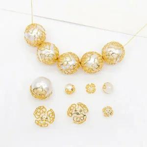 비즈아트 골드 실버 플라워 비즈 장식 캡 3개입 6종