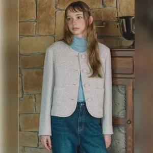 [롯데백화점]올리브데올리브 울혼방 헤링본 노카라 자켓 OW4WJ9590