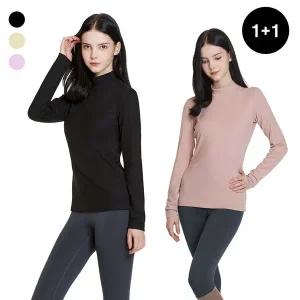 [테슬라][1+1] 여성 데일리 기모 목폴라 폴라티 목티 터틀넥 티셔츠