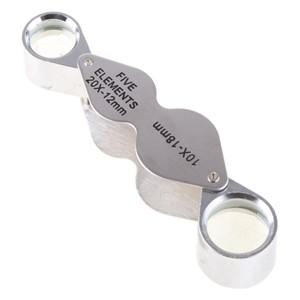 포켓 주얼리 돋보기 10X 20X 확대경 렌즈, 이중 접이식 루페 스탬프 동전 시계 수리 도구