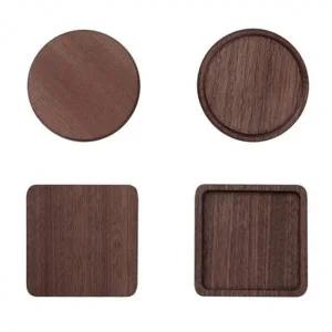 블랙 월럿 우드코스터 컵받침 원형 사각