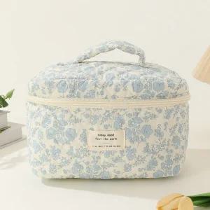 파우치 손잡이 화장품치 사각 여행치 플라워꽃무늬가방 생활수납용품 용치 준비 사각치 치반짇고리 대용량