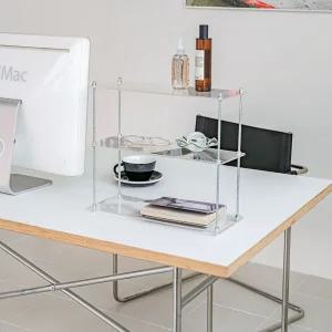 GDM 아크릴 3단 선반 40x15x36cm책상 내구성 다용도 소품진열대 미니 소형 화분 원목 인테리어 카페 매장