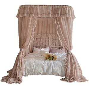 공주 레이스 침대 캐노피 사각 레일형 침실 장식 모기장 커튼