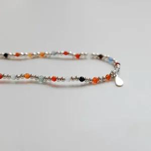 925실버 믹스 비즈은발찌 구슬밴딩발찌 캐쥬얼한 실버발찌