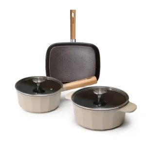 STOLTZ 슈톨츠 초코 냄비 프라이팬 IH 인덕션 가성비 주방 3종세트(편수18+양수20+사