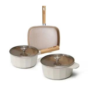 STOLTZ 슈톨츠 크림 냄비 프라이팬 IH 인덕션 가성비 주방 3종세트(편수18+양수20+사각팬28)