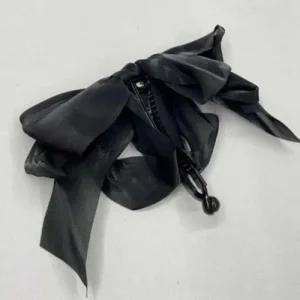 머리집게핀 리본핀 쉬폰리본핀 헤어 머리핀 (블랙) (49Lq7)