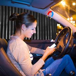 오버지 카 사이드 윈도우 선쉐이드 커튼 실크 흡입 마그네틱(블랙 불투명, 앞좌석 2개)