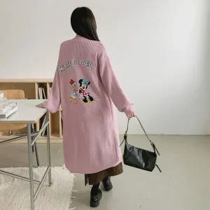 [하프클럽/]여성 캐릭터 후면 프린트 골지 루즈핏 긴 가디건