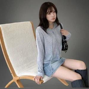 [하프클럽/]여성 심플한 타이넥 스트랩 버튼 니트 가디건