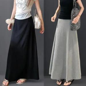 [하프클럽/]여성 클래식 하이웨이스트 A라인 튼튼한 롱 스커트