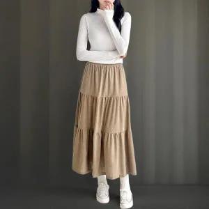 [하프클럽/]여성 스트리트 패션 단색 캉캉 밴딩 롱 스커트