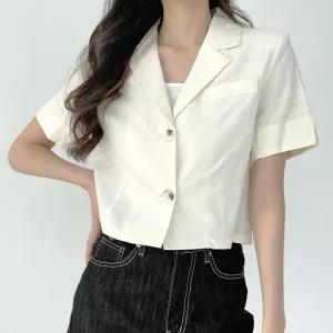 [아우트]마 반팔 세미 세미크롭 자켓 여름 블 재킷