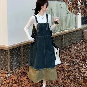 [아우트]멜빵 데님 데님원피스패션 원피스