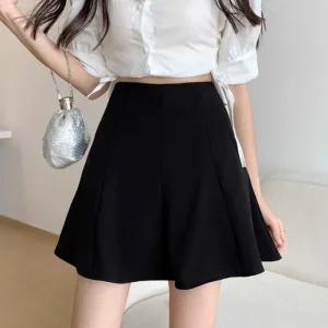[아우트]치마 A라인 하이웨이스트 플리츠 미커트