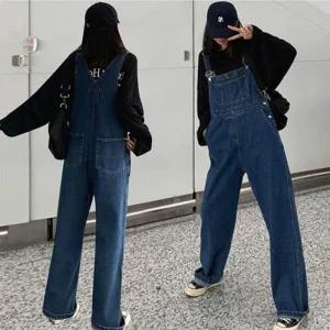 [아우트]청 오버롤 여성멜빵치마 와이드핏 팬츠