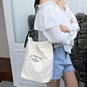 [라일리] Rly 캔버스 캔버스백 가죽 튼튼한 영문 숄더백 사각