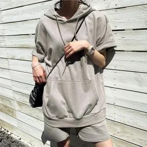 [아우트]여성셋업 포켓 반팔 셋업 트레이닝 세트