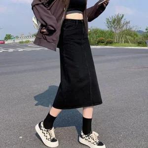 [아우트]데님 롱스커트 봄치마 긴치마 데일리룩 1P