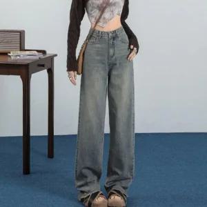 [아우트]일자 와이드 워싱 캐주얼 청바지 1P