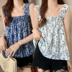 [아우트]플라워 꽃무늬 밴딩 민소매 나시