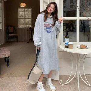[아우트]두툼하고 라인원피스 따뜻한 후드 원피스