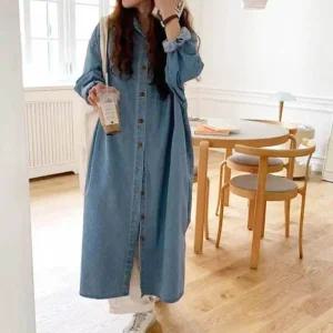 [아우트]패션 미니원피스 간절기 아우터 청 롱 남방